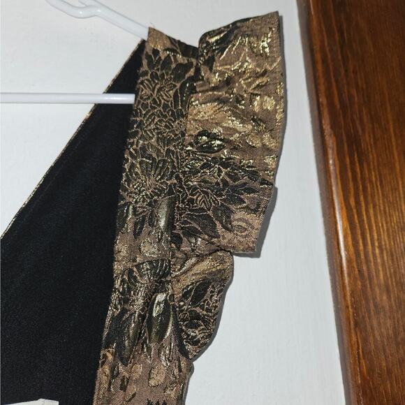 Happy x Nature Gold Floral Tie Front Jumpsuit Sleeveless V-Neck Wide Leg Sz 4 S - Picture 13 of 14